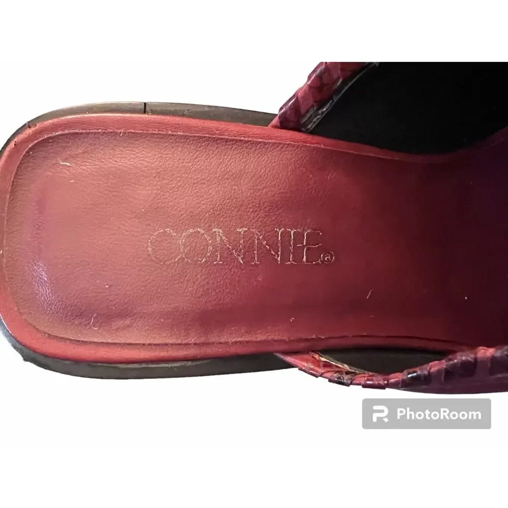 Western Boot Mules Red Burgundy Slip-On Block Heel Cowboy by Connie 6.5